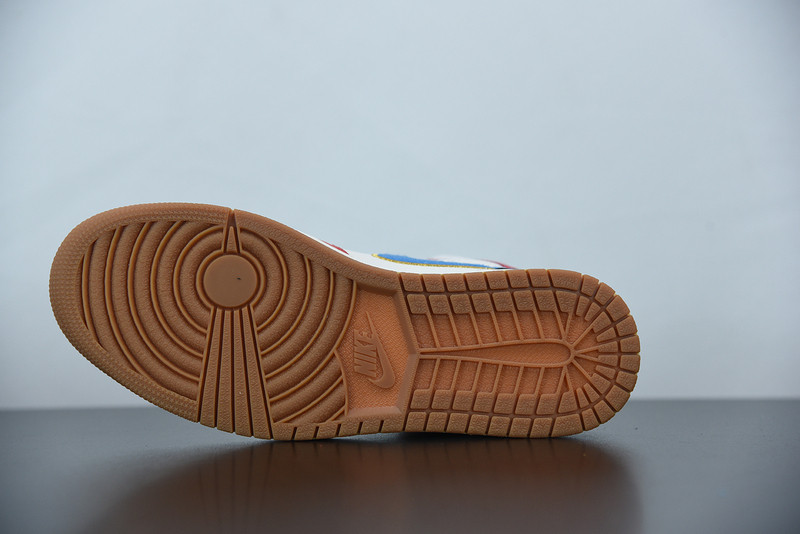 air jordan 1 mid sail red black blue dc1426-100