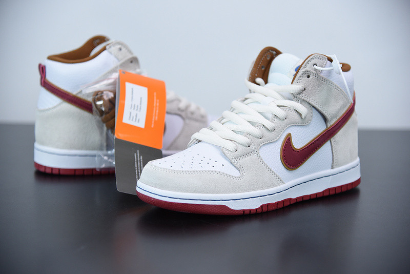 nike sb dunk high sail bright crimson cv9499-100