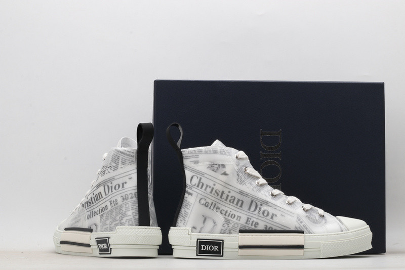 dio* b23 oblique high-top white sneaker