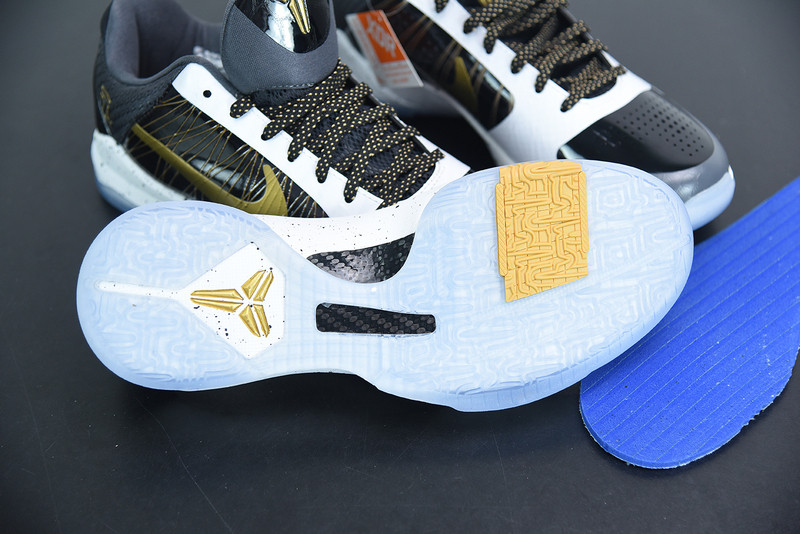 nike kobe v protro black white gold cd0824-127