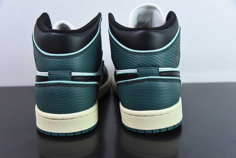 air jordan 1 mid "white/black/oxidized green" fq7818-100