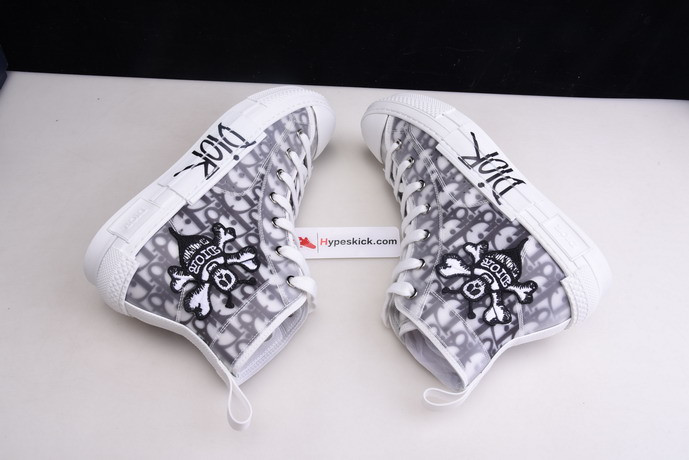 dio* b23 oblique high-top white sneaker